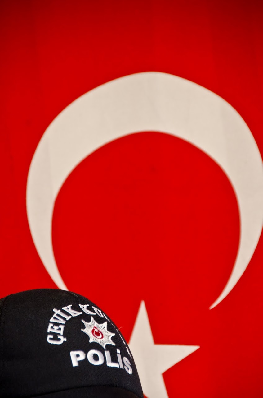 Turkish flag and police hat