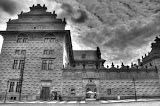 Prague buildings in black and white