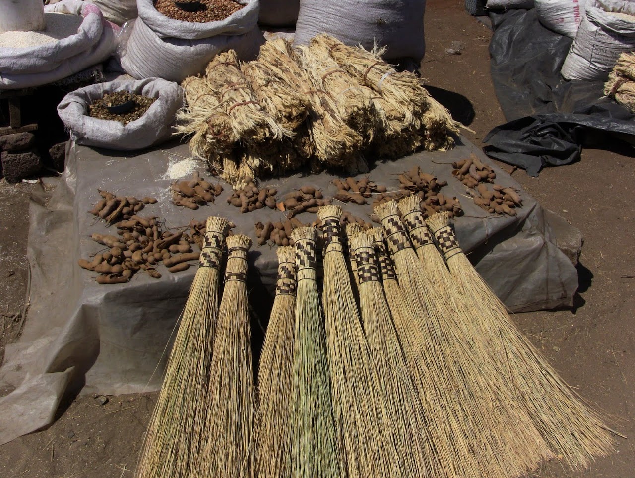 Brooms and tamarind pods