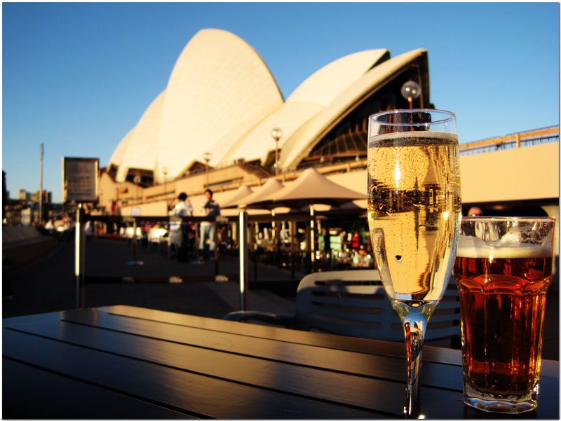 Sydney Opera House with wine