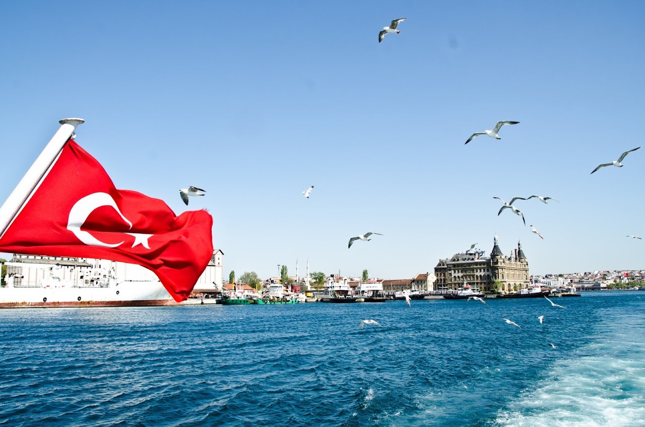 Turkish flag on Istanbul ferry